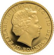 10 Pounds - Elizabeth II 4th portrait; 1/10 oz Fine Gold obverse image