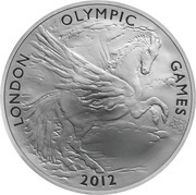 10 Pounds - Elizabeth II Pegasus; Silver Proof, United Kingdom, 2012 reverse image