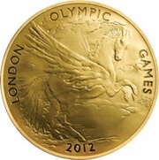 10 Pounds - Elizabeth II Pegasus; Gold Proof, United Kingdom, 2012 reverse image