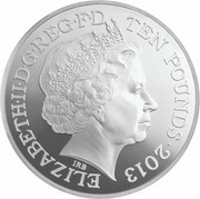 10 Pounds - Elizabeth II 60th Coronation Jubilee; Silver Proof obverse image