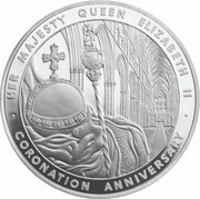10 Pounds - Elizabeth II 60th Coronation Jubilee; Silver Proof, United Kingdom, 2013 reverse image