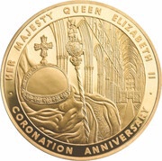 10 Pounds - Elizabeth II 60th Coronation Jubilee; Gold Proof, United Kingdom, 2013 reverse image