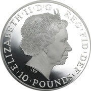 10 Pounds - Elizabeth II 4th portrait; 5 oz Fine Silver obverse image