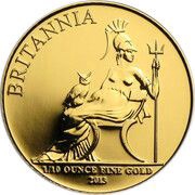 10 Pounds - Elizabeth II 4th portrait; 1/10 oz Fine Gold, United Kingdom, 2013 reverse image