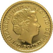 10 Pounds - Elizabeth II 4th portrait; 1/10 oz Fine Gold obverse image