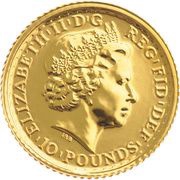 10 Pounds - Elizabeth II 4th portrait; 1/10 oz Fine Gold obverse image