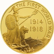 10 Pounds - Elizabeth II World War I; Gold Proof, United Kingdom, 2014 reverse image