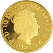 10 Pounds - Elizabeth II 5th portrait; 1/10 oz Fine Gold obverse image