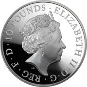 10 Pounds - Elizabeth II 5th portrait; 5 oz Fine Silver obverse image