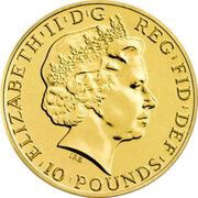 10 Pounds - Elizabeth II Year of the Sheep; 1/10 oz Fine Gold obverse image