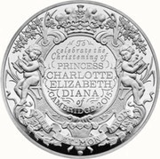 10 Pounds - Elizabeth II Royal Christening; Silver Proof, United Kingdom, 2015 reverse image