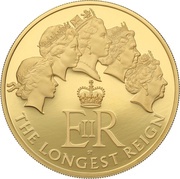 10 Pounds - Elizabeth II Longest Reign; Gold Proof, United Kingdom, 2015 reverse image