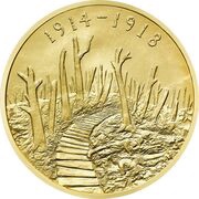 10 Pounds - Elizabeth II World War I; Gold Proof, United Kingdom, 2015 reverse image