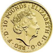 10 Pounds - Elizabeth II 5th portrait; 1/10 oz Fine Gold obverse image