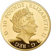 10 Pounds - Elizabeth II William Shakespeare; Gold Proof obverse image