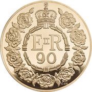 10 Pounds - Elizabeth II Queen’s 90th Birthday; Gold Proof, United Kingdom, 2016 reverse image