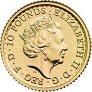10 Pounds - Elizabeth II 5th portrait; 1/10 oz Fine Gold obverse image