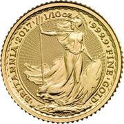 10 Pounds - Elizabeth II 5th portrait; 1/10 oz Fine Gold, United Kingdom, 2017 reverse image