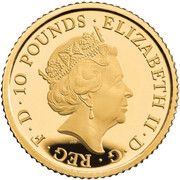 10 Pounds - Elizabeth II 5th portrait; 1/10 oz Fine Gold obverse image