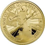 10 Pounds - Elizabeth II 5th portrait; 1/10 oz Fine Gold, United Kingdom, 2017 reverse image