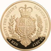 10 Pounds - Elizabeth II Sapphire Jubilee; Gold Proof, United Kingdom, 2017 reverse image