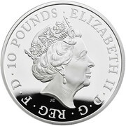 10 Pounds - Elizabeth II Sapphire Jubilee; Silver Proof obverse image
