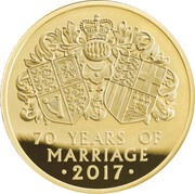10 Pounds - Elizabeth II Platinum Wedding; Gold Proof, United Kingdom, 2017 reverse image