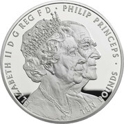 10 Pounds - Elizabeth II Platinum Wedding; Silver Proof obverse image