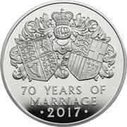 10 Pounds - Elizabeth II Platinum Wedding; Silver Proof, United Kingdom, 2017 reverse image