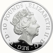 10 Pounds - Elizabeth II Lion of England; Silver Proof obverse image