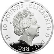 10 Pounds - Elizabeth II Unicorn of Scotland; Silver Piedfort obverse image