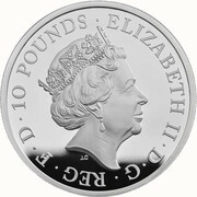 10 Pounds - Elizabeth II Unicorn of Scotland; Silver Proof obverse image