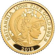 10 Pounds - Elizabeth II 5th portrait; 1/10 oz Fine Gold, United Kingdom, 2018 reverse image
