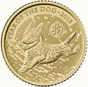 10 Pounds - Elizabeth II Year of the Dog; Fine Gold, United Kingdom, 2018 reverse image