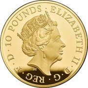 10 Pounds - Elizabeth II Sapphire Coronation; Gold Proof obverse image