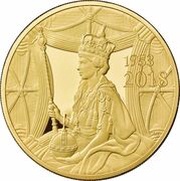 10 Pounds - Elizabeth II Sapphire Coronation; Gold Proof, United Kingdom, 2018 reverse image
