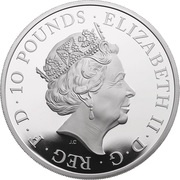 10 Pounds - Elizabeth II Sapphire Coronation; Silver Proof obverse image