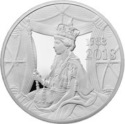 10 Pounds - Elizabeth II Sapphire Coronation; Silver Proof, United Kingdom, 2018 reverse image