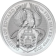 10 Pounds - Elizabeth II Griffin of Edward III; 10 oz Fine Silver, United Kingdom, 2018 reverse image