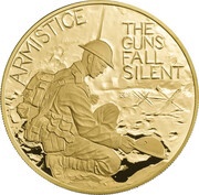 10 Pounds - Elizabeth II Armistice; Gold Proof, United Kingdom, 2018 reverse image