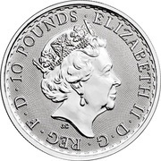 10 Pounds - Elizabeth II 5th portrait; 1/10 oz Fine Platinum obverse image