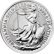 10 Pounds - Elizabeth II 5th portrait; 1/10 oz Fine Platinum, United Kingdom, 2018-2021 reverse image