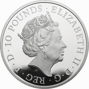 10 Pounds - Elizabeth II 5th portrait; 5 oz Fine Silver obverse image