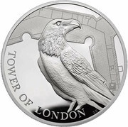 10 Pounds - Elizabeth II Legend of the Ravens; Silver Proof, United Kingdom, 2019 reverse image