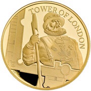 10 Pounds - Elizabeth II Yeoman Warders; Gold Proof, United Kingdom, 2019 reverse image