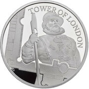 10 Pounds - Elizabeth II Yeoman Warders; Silver Proof, United Kingdom, 2019 reverse image