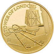 10 Pounds - Elizabeth II Ceremony of the Keys; Gold Proof, United Kingdom, 2019 reverse image