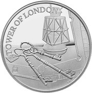10 Pounds - Elizabeth II Ceremony of the Keys; Silver Proof, United Kingdom, 2019 reverse image