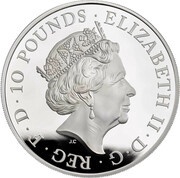 10 Pounds - Elizabeth II Falcon of Plantagenets; Silver Piedfort obverse image