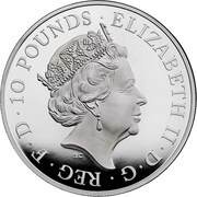 10 Pounds - Elizabeth II Yale of Beaufort; Silver Piedfort obverse image